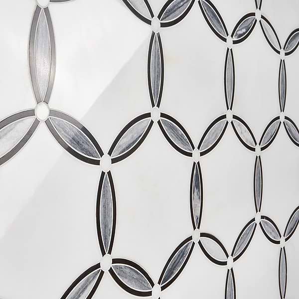 Celine Bianco White Polished Marble Mosaic Tile