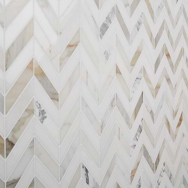 Talon Calacatta & Thassos 1x4 Marble Polished Mosaic Tile