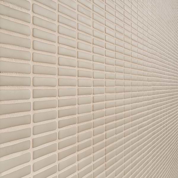 Venini Beige 1/2" x 2" Mini Brick Frosted Glass Mosaic Tile