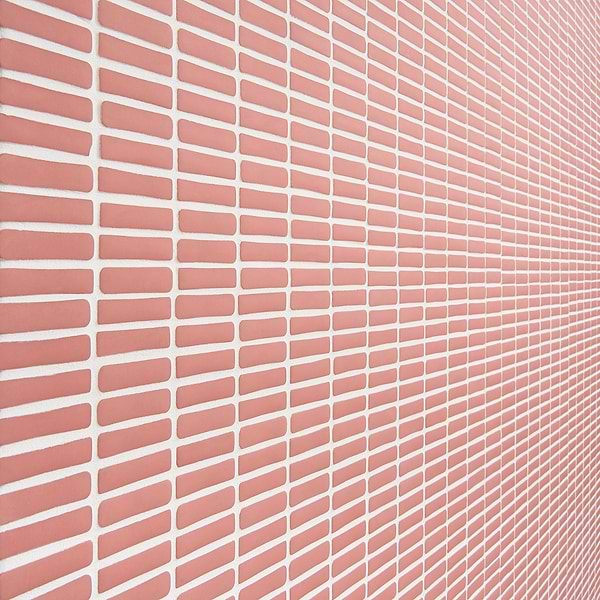 Venini Pink 1/2" x 2"  Mini Brick Frosted Glass Mosaic Tile