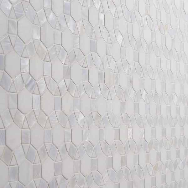 Victoria Pearl & White Thassos Marble Polished Mosaic Tile