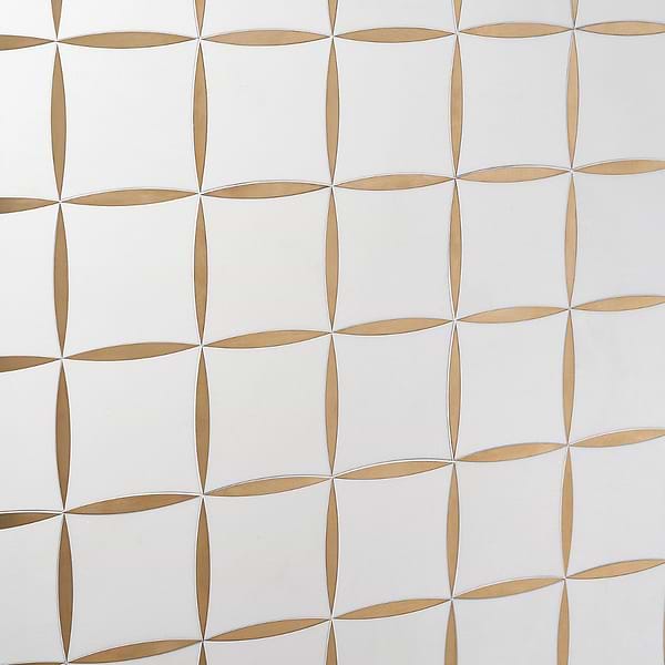 Lily Golden Polished Marble and Brass Mosaic Tile
