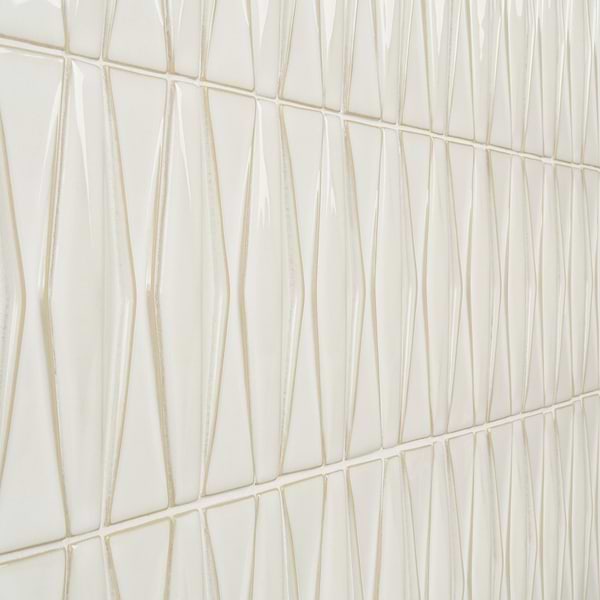 Nabi Harlequin Natural White 2x8 Glossy Glass Mosaic Tile