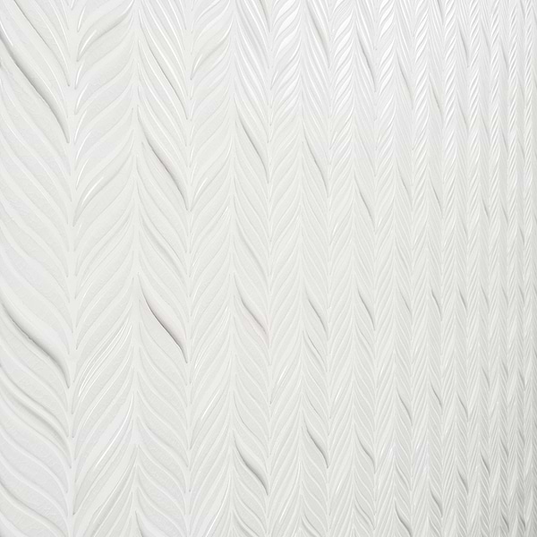 Nabi Alula Glacier White Chevron Crackled Glossy Glass Mosaic Tile