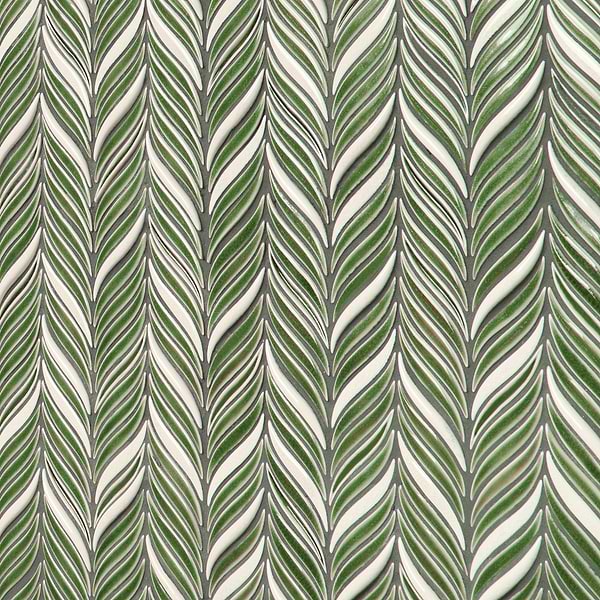 Nabi Alula Fern Green Chevron Crackled Glossy Glass Mosaic Tile