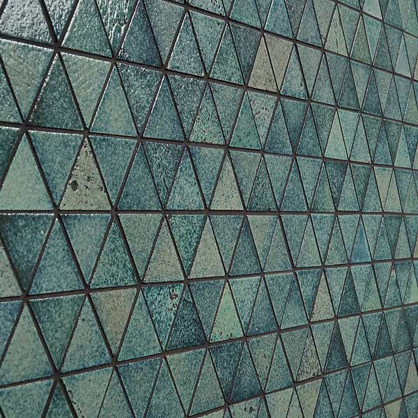 Bushwick Aquamarine Green 2" Triangle Glossy Lava Stone Mosaic Tile