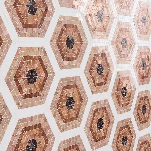 Ako Terracotta Rosa 6" Hexagon Marble Micro Mosaic Tile