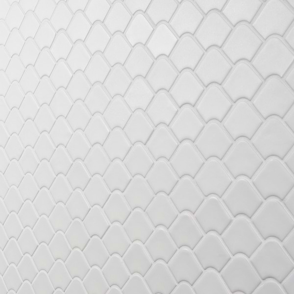 Suki White 2x3 Fishscale Matte Glass Mosaic Tile