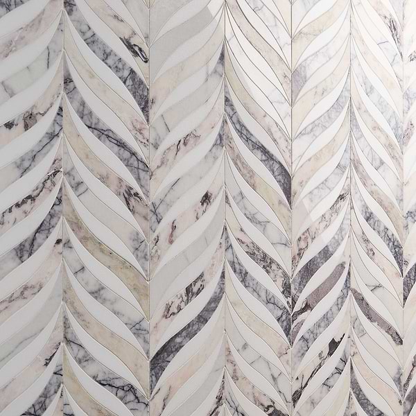 Begonia Peach Lilac Cream Polished Marble Mosaic Tile