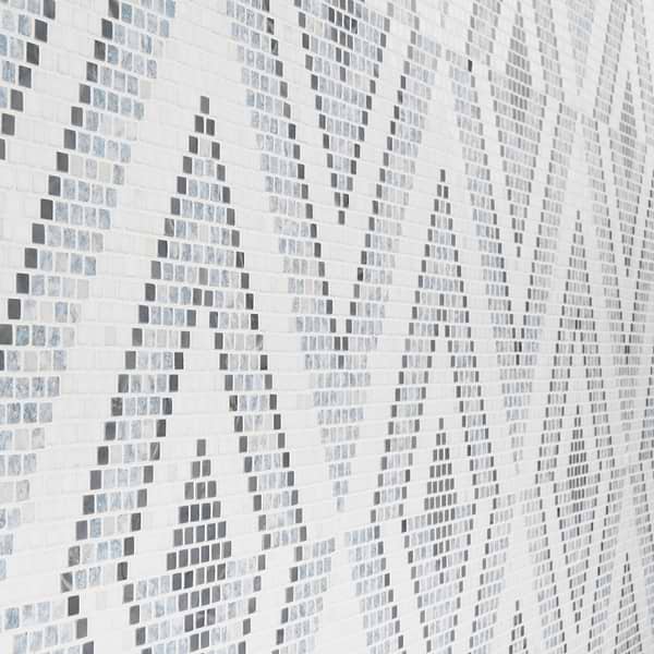 Uma Blue and White Polished Marble Micro Mosaic Tile