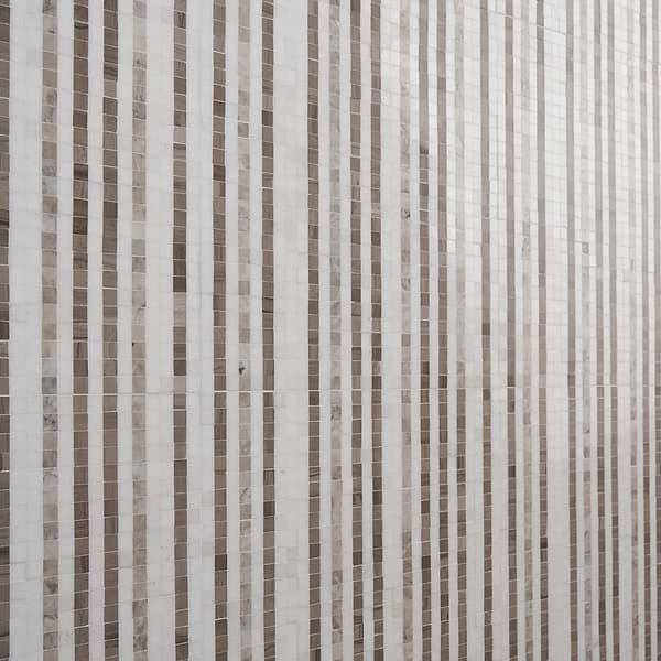 Microsaic Lines Storm Beige Polished Marble Mosaic Tile