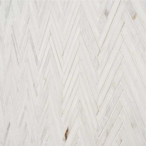 Alaska White 1/2"x4" Herringbone Polished Marble Mosaic Tile