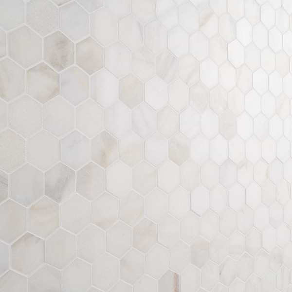White Jade 2" Hexagon Polished Marble Mosaic