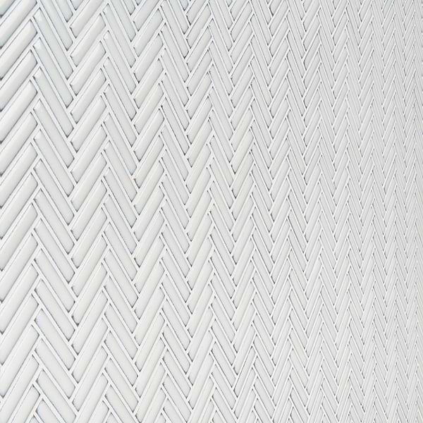 Kai Snow White 1x2" Herringbone Glossy Porcelain Mosaic Tile