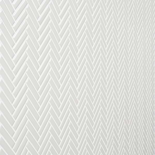 Kai White 1x2" Herringbone Glossy Porcelain Mosaic Tile