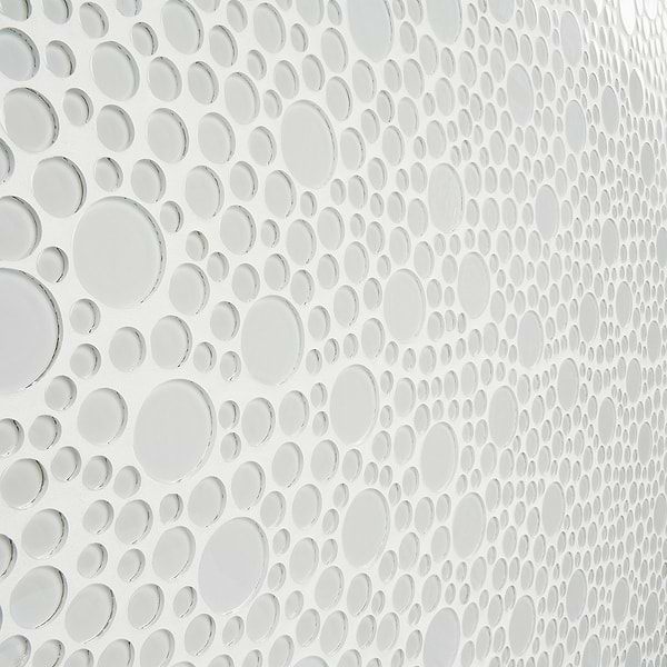 Loft Spa Super White Circles Glass Polished Mosaic Tile