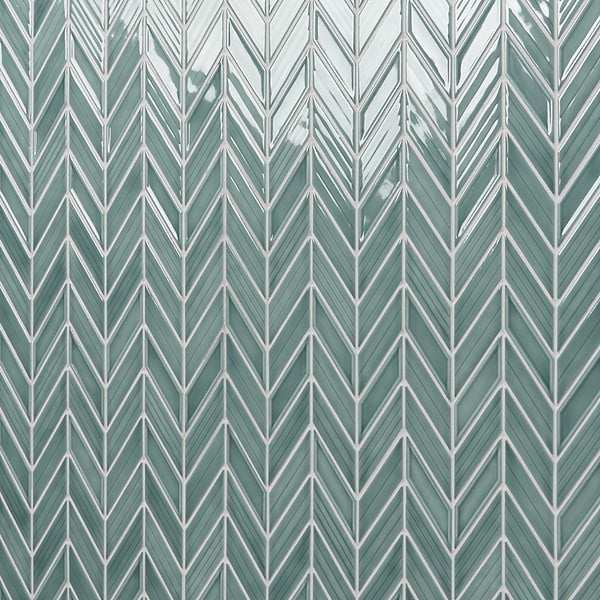 Brookline Chevron Marine Blue 1x5 Glossy Ceramic Mosaic Tile
