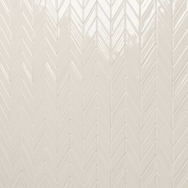 Brookline Chevron Mushroom Gray 1x5 Glossy Ceramic Mosaic Tile