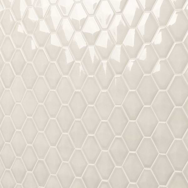 Brookline Diamond Mushroom Gray 3x4 Glossy Ceramic Mosaic Tile