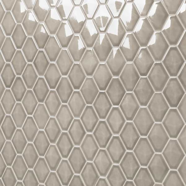 Brookline Diamond Warm Gray Glossy 3x4 Ceramic Mosaic Tile