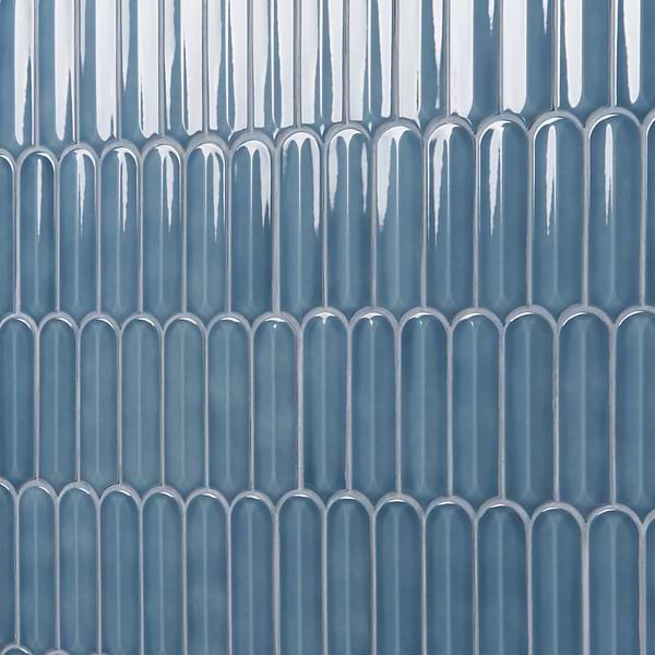 Brookline Feather Coastal Blue 2x7 Fish Scale Glossy Ceramic Mosaic Tile