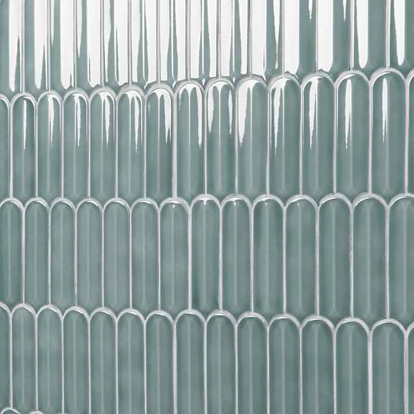 Brookline Feather Marine Blue 2x7 Fish Scale Glossy Ceramic Mosaic Tile