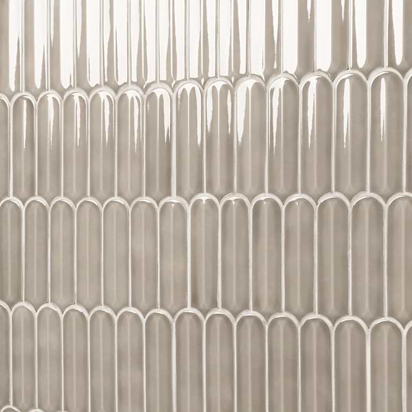 Brookline Feather Warm Gray 2x7 Fish Scale Glossy Ceramic Mosaic Tile