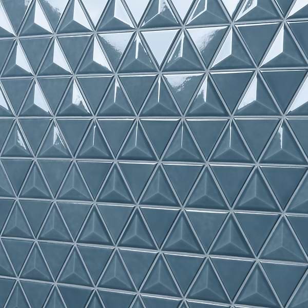 Brookline Triangle Coastal Blue 4" Glossy Ceramic Mosaic Tile