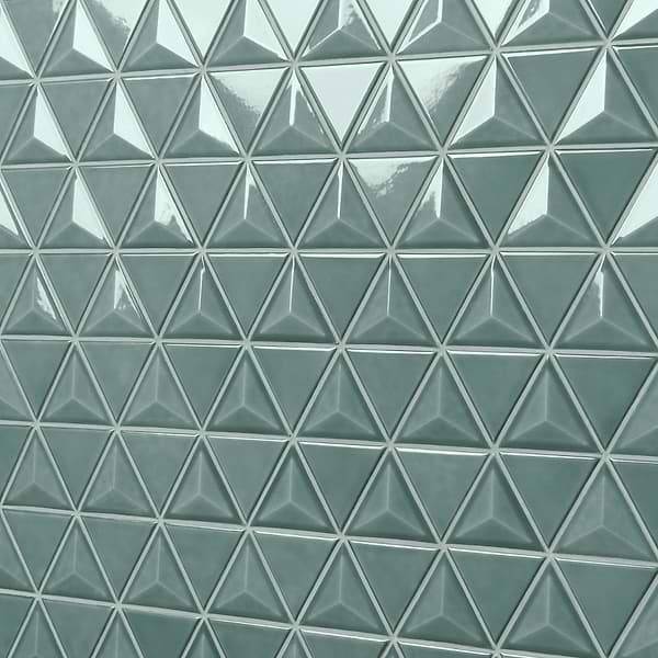 Brookline Triangle Marine Blue 4" Glossy Ceramic Mosaic Tile