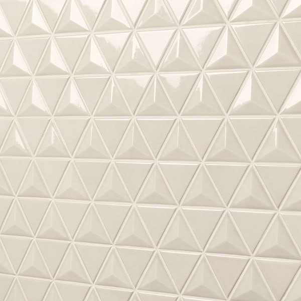 Brookline Triangle Mushroom Gray 4" Glossy Ceramic Mosaic Tile