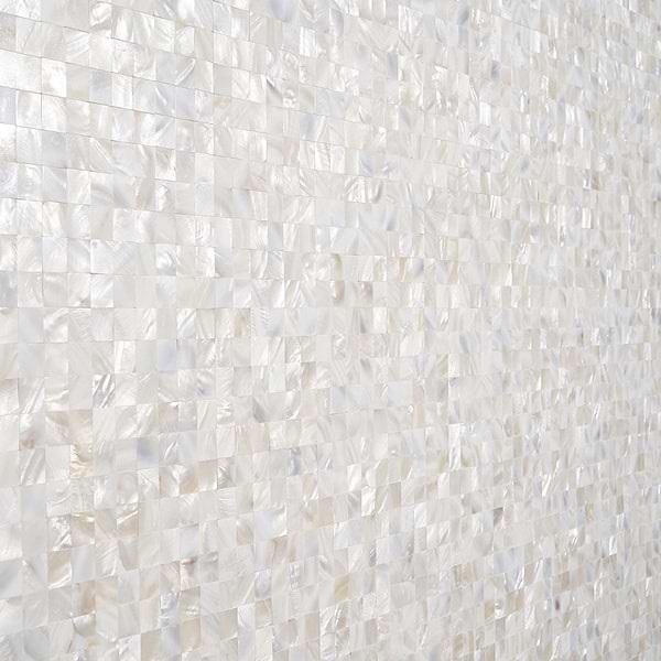 Mother of Pearl LPS Beige Small Squares Seamless Peel & Stick Self Adhesive Polished Pearl Shell Mosaic Tile