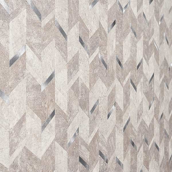 Tether Silver Chevron Solid Core Peel & Stick Self Adhesive Mosaic Tile