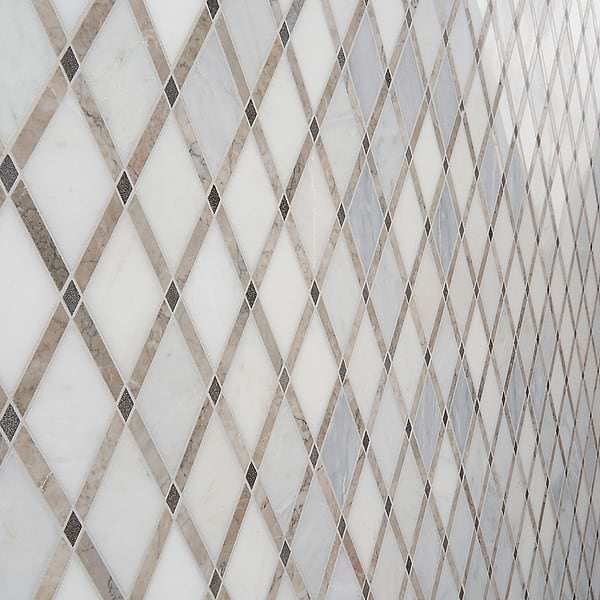 Imperial Cumulus Cloud White Blend Polished Marble Mosaic Tile