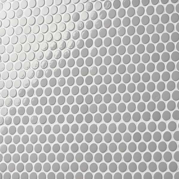 Paradise Gris Gray 1" Penny Round Polished Porcelain Mosaic