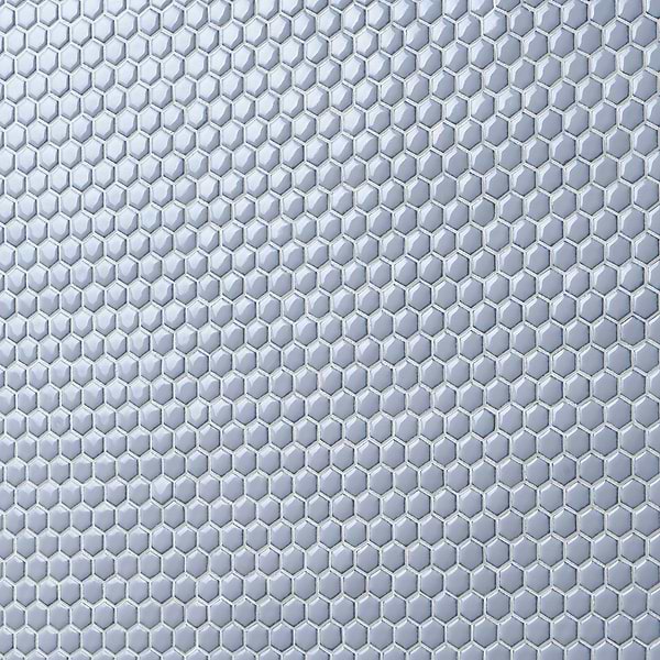 Eden Cloudy Sky Blue Rimmed 1" Hexagon Polished Porcelain Mosaic