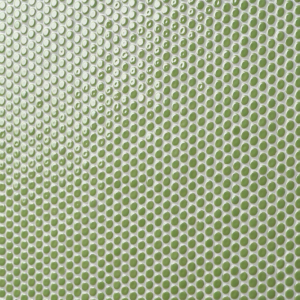 Eden Electric Lime Green Rimmed 1" Penny Round Polished Porcelain Mosaic