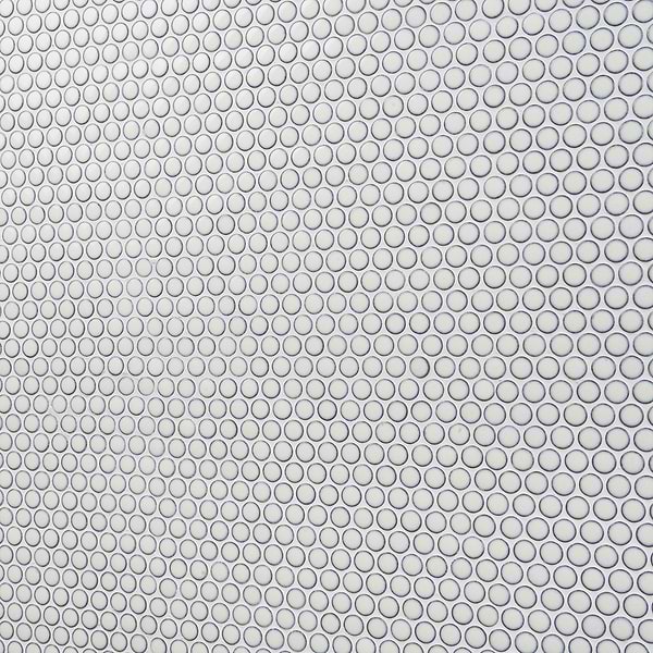 Eden Winter White 1" Penny Round Polished Rimmed Porcelain Mosaic
