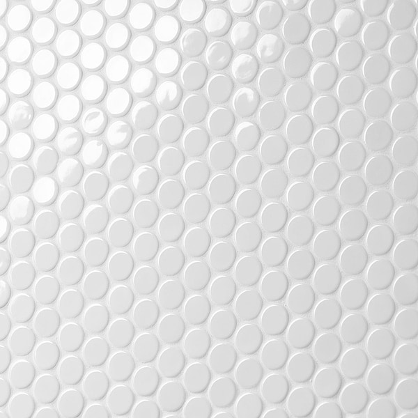 Paradise White 1" Penny Round Polished Porcelain Mosaic