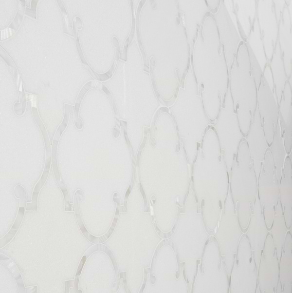 Highland Marrakesh White Thassos Marble With Pearl Shell Polished Mosaic Tile