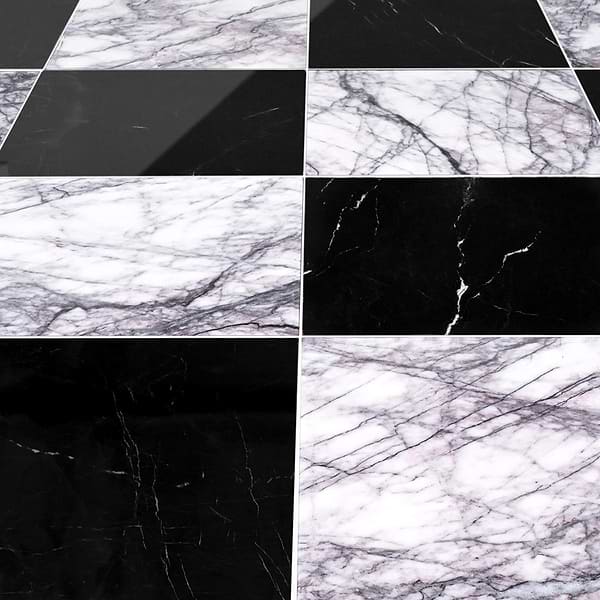 Alterno Black Silk and Lilac 12x12 Polished Marble Checkerboard Tile