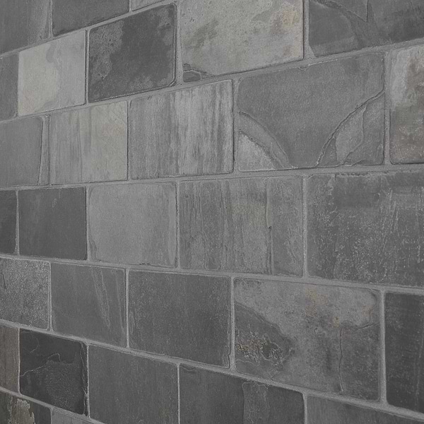 India Black 3x6 Tumbled Slate Tile