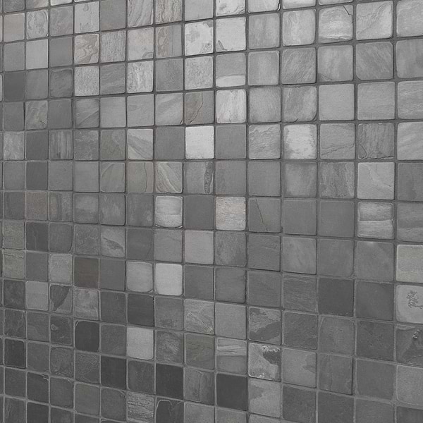 India Black 2x2 Tumbled Slate Mosaic Tile