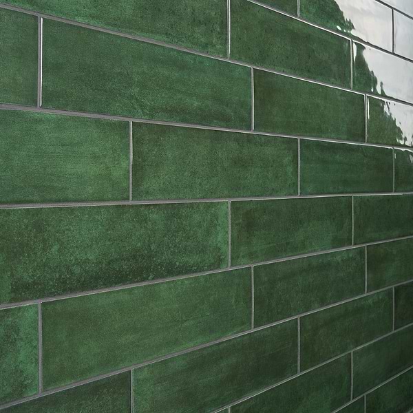 Aquarella Leaf Green 4x16 Glossy Ceramic Tile