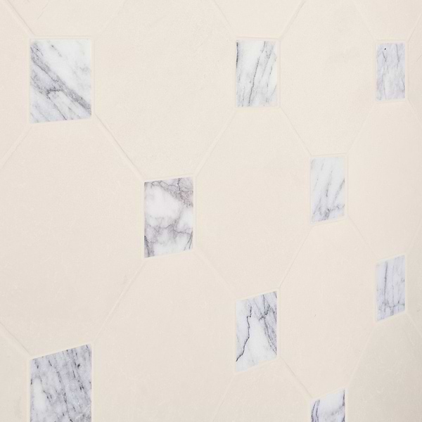 Alaris Simena 8" Octagon with Lilac Dot Tumbled Limestone and Marble Tile