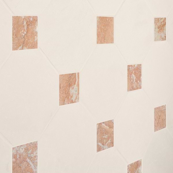 Alaris Simena 8" Octagon with Bellini Dot Tumbled Limestone and Marble Tile
