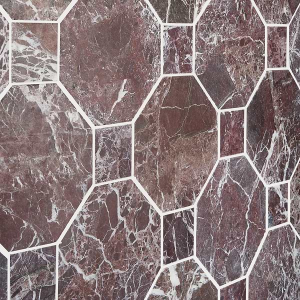 Alaris Rosso Levanto 8" Octagon with Rosso Levanto Dot Tumbled Marble Tile