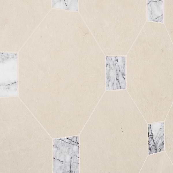 Alaris Crema Ella 12" Octagon with Lilac Dot Honed Marble Tile