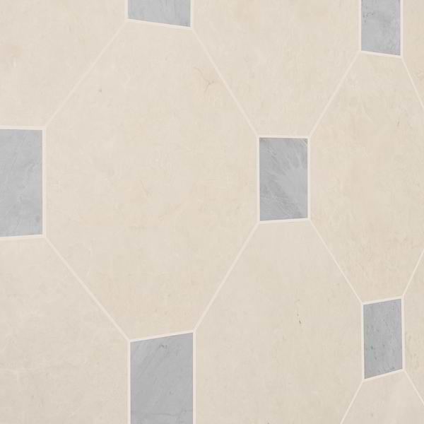 Alaris Crema Ella 12" Octagon with Earth Gray Dot Honed Marble Tile