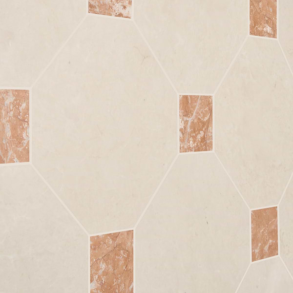 Alaris Crema Ella 12" Octagon with Bellini Dot Honed Marble Tile