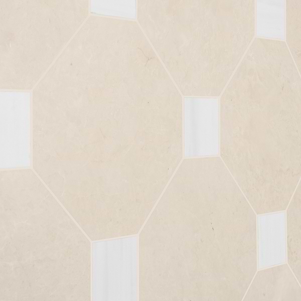 Alaris Crema Ella 12" Octagon with Glacier White Dot Honed Marble Tile